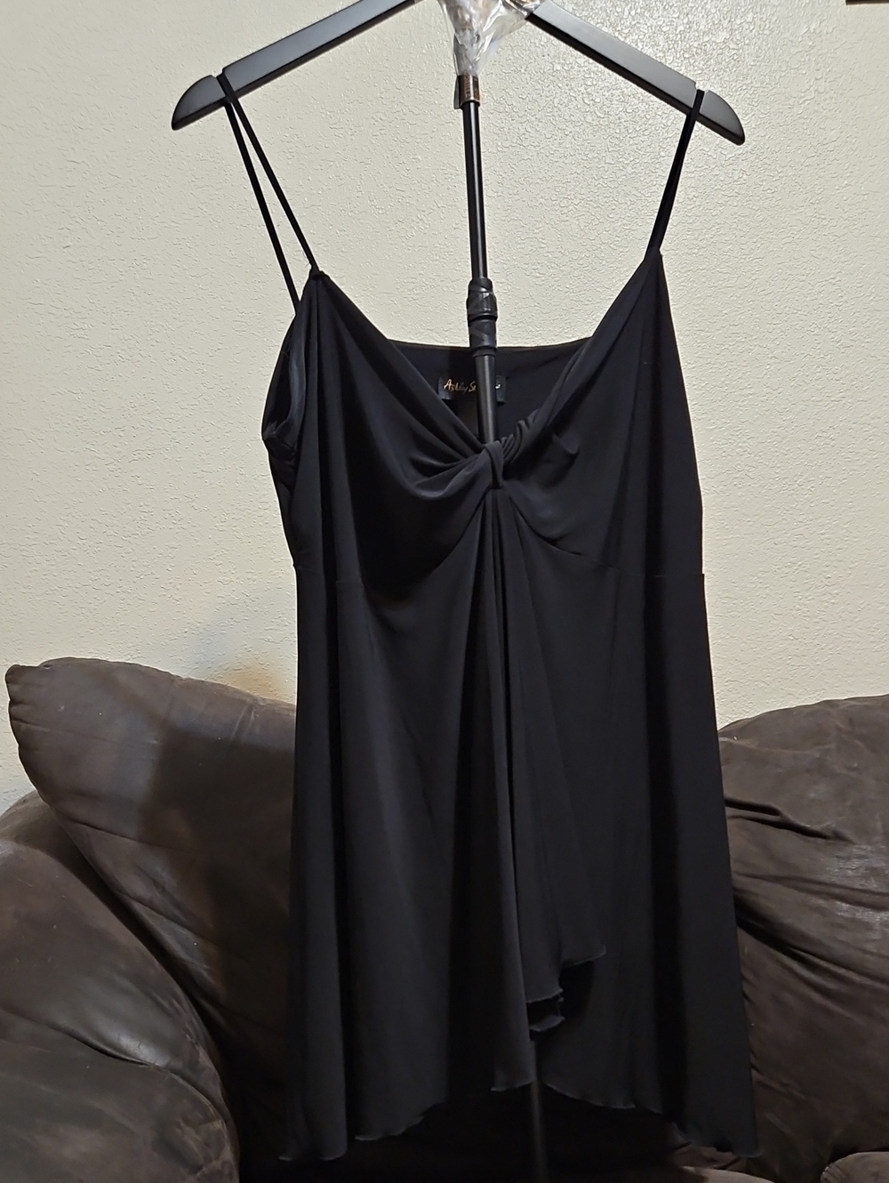 Ashley Stewart Black Knot-Front Spaghetti-Strap Camisole